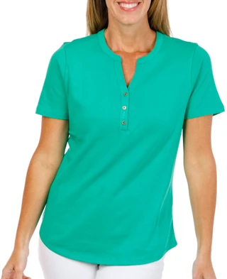 Thumbnail 1: Coral Bay Womens Short Sleeve Split Neck Top 