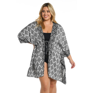 Thumbnail 1: La Blanca Plus Oasis Tie Front Kimono Swim Cover-up 