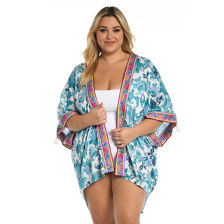Thumbnail 1: La Blanca Plus Santorini Kimono Swim Cover-up 