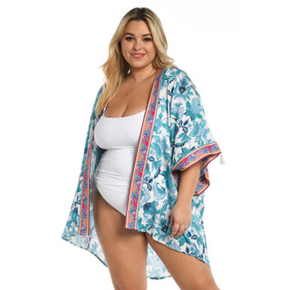 Thumbnail 4: La Blanca Plus Santorini Kimono Swim Cover-up 