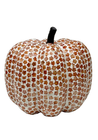 Thumbnail 1: Autumn Gatherings 11" Capiz White & Orange Pumpkin Tabletop Decor 