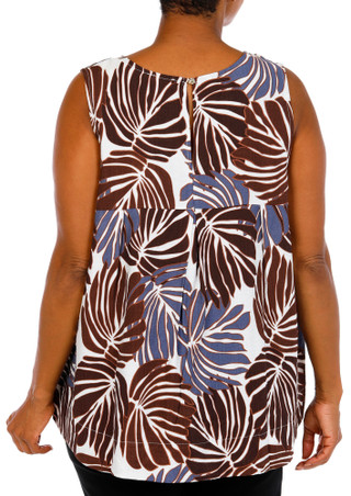 Thumbnail 2: Kaktus Couture Plus Sleeveless Palm Leaf Top 
