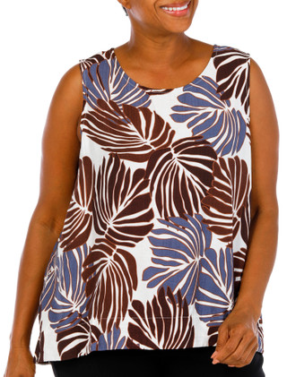 Thumbnail 1: Kaktus Couture Plus Sleeveless Palm Leaf Top 