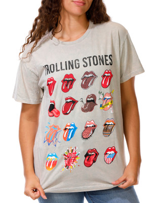 Thumbnail 1: Rolling Stones Junior's Short Sleeve Mineral Wash Tongue Graphic Tee 