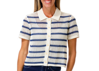 Thumbnail 1: FLAG & ANTHEM Women's Short Sleeve Hallie Crochet Top 