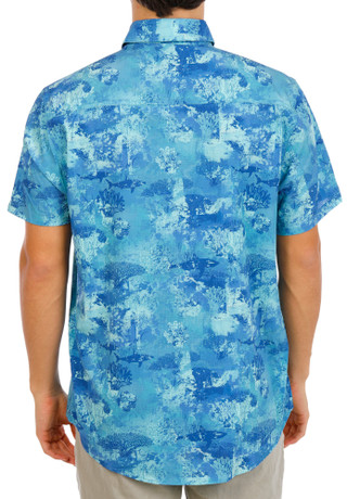 Thumbnail 3: REEL LEGENDS Men's Short Sleeve Airflow Woven Button Down Shirt 