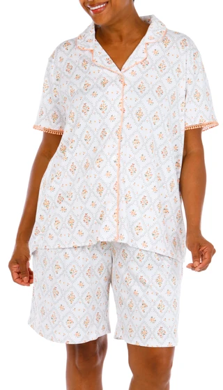 Thumbnail 1: Laura Ashley Plus Bermuda Short Pom Pom Trim Pajama Set 