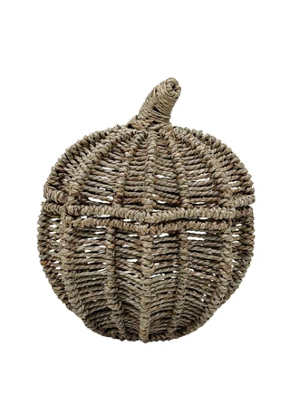 Thumbnail 1: Autumn Gatherings 8" Woven Pumpkin Storage Basket with Lid 