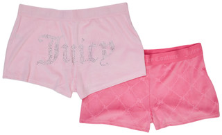 Thumbnail 2: Juicy Couture Junior's 2 Pk Jacquard Band Velvet Fleece Sleep Shorts 