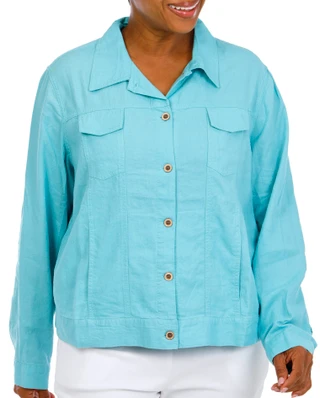 Thumbnail 1: Coral Bay Plus Linen Blend Light Jacket 