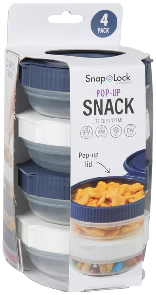 Thumbnail 1: Progressive 4 Pk SnapLock Pop-Up Snack Containers  