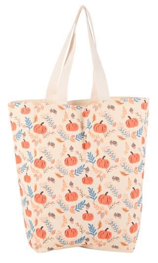 Thumbnail 1: Maple & Oak Designs 21x19 Pumpkins & Acorns Harvest Canvas Tote 