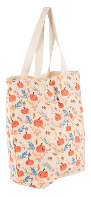 Thumbnail 3: Maple & Oak Designs 21x19 Pumpkins & Acorns Harvest Canvas Tote 