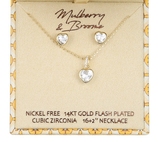 Thumbnail 2: Mulberry & Broome 2 Pc 14k Gold Flash Plated Necklace & Earrings  