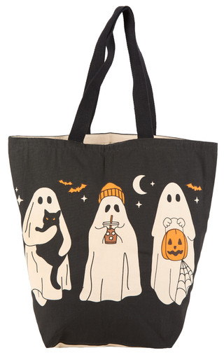 Thumbnail 1: The Witch's Workshop   21x19 Trick or Treat Ghosts Halloween Canvas Tote 
