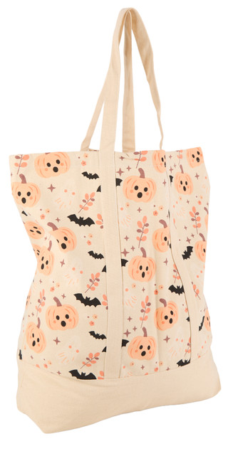 Thumbnail 2: The Witch's Workshop 20x20 Pumpkins & Bats Halloween Canvas Tote 