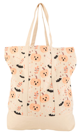 Thumbnail 1: The Witch's Workshop 20x20 Pumpkins & Bats Halloween Canvas Tote 