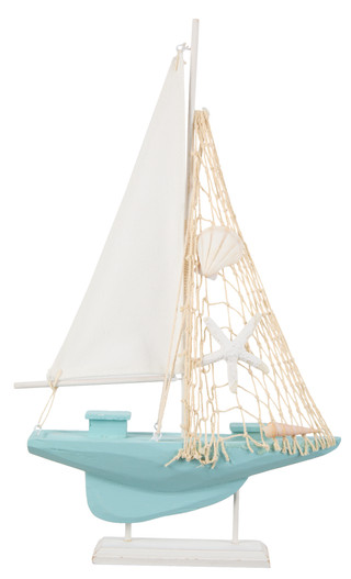 Thumbnail 1: Fancy That Gift & Decor 18 in Rope & Shells Canvas Sailboat Home Accent  