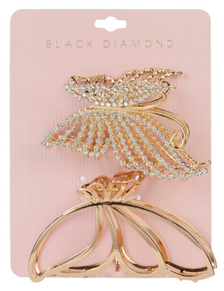 Thumbnail 1: Black Diamond 2 Pk Butterfly Claw Hair Clips 