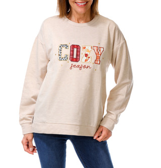 Thumbnail 1: Chenault Women's Harvest Cozy Season Applique Fleece Top 