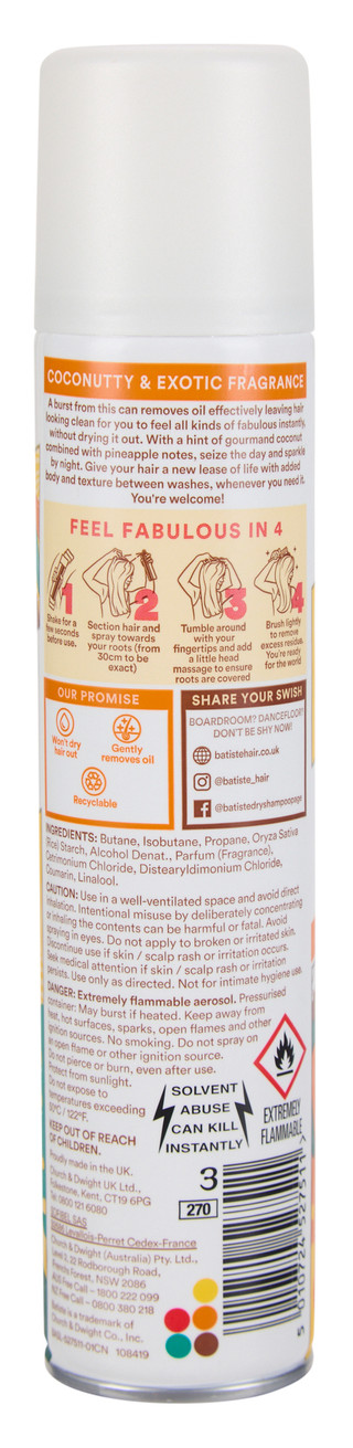 Thumbnail 2: BATISTE 6.8 oz Exotic Coconut Tropical Dry Shampoo 
