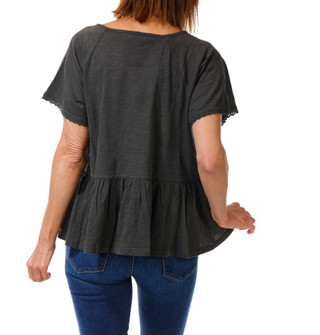 Thumbnail 2: Lucky Brand Women's Embroidered Short Sleeve Peplum Top 