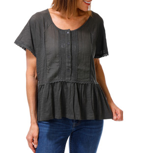 Thumbnail 1: Lucky Brand Women's Embroidered Short Sleeve Peplum Top 