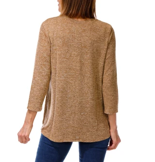Thumbnail 2: Tru Self Women's Petite Harvest Black Cat & Pumpkins Button Side Top  