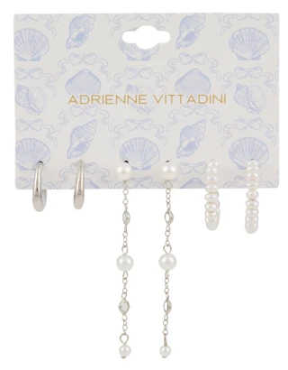 Thumbnail 1: ADRIENNE VITTADINI 3 Pr Pearl Earrings 