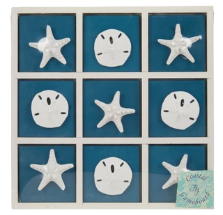 Thumbnail 1: Fancy That Gift & Decor 12 in Wood Shells Tic-Tac-Toe Gameboard 