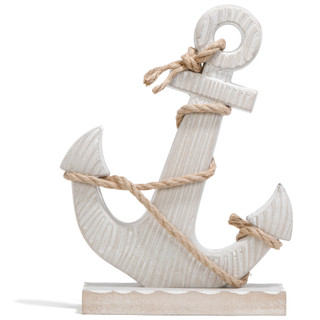 Thumbnail 1: Fancy That Gift & Decor 10x12.5 Wooden Anchor w/ Rope On Base Home Accent 