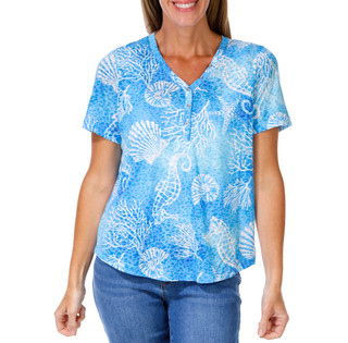 Thumbnail 1: Onque Women's Coastal Shell Print Top  