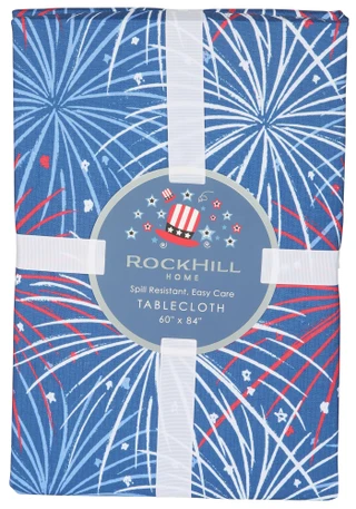 Thumbnail 1: Rockhill 60x84 Americana Fireworks Print Tablecloth 