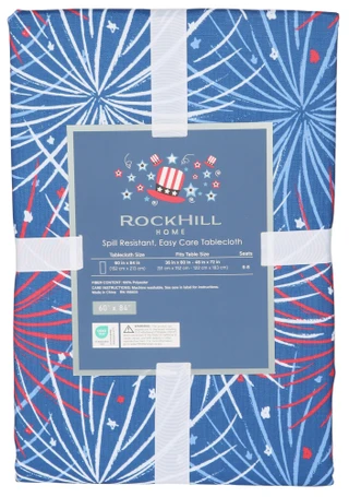 Thumbnail 2: Rockhill 60x84 Americana Fireworks Print Tablecloth 