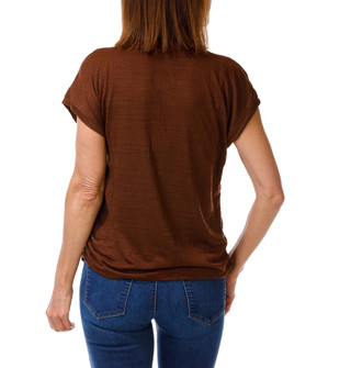 Thumbnail 2: Joie De Vivre Women's Textured Short Sleeve Button Side Top 