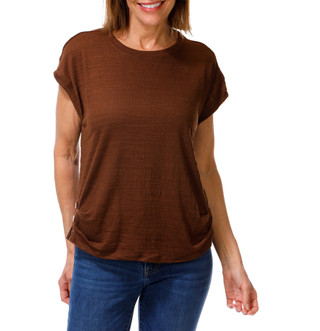 Thumbnail 1: Joie De Vivre Women's Textured Short Sleeve Button Side Top 