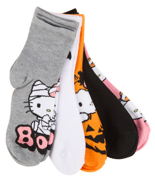 Thumbnail 1: Hello Kitty Women's 5 Pk Halloween Themed Quarter Cut Socks 
