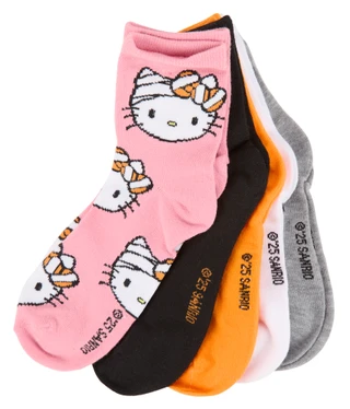 Thumbnail 2: Hello Kitty Women's 5 Pk Halloween Themed Quarter Cut Socks 