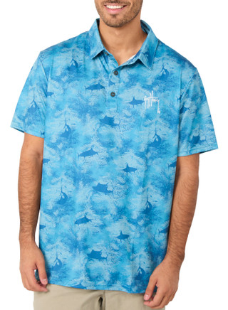 Thumbnail 1: Guy Harvey Men's Short Sleeve Printed Performance Polo 