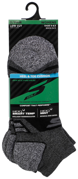 Thumbnail 1: Skechers Women's 3 Pk Heel & Toe Cushion Low Cut Golf Socks 