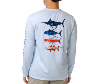 Thumbnail 2: Guy Harvey Men's Long Sleeve Performance Graphic Tee 