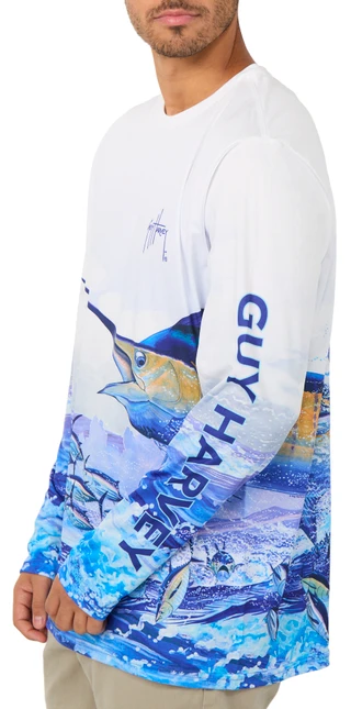 Thumbnail 2: Guy Harvey Men's Long Sleeve Performance Graphic Tee 