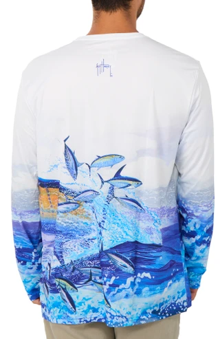 Thumbnail 3: Guy Harvey Men's Long Sleeve Performance Graphic Tee 