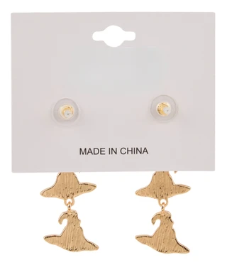 Thumbnail 3: XOXO Women's Halloween Witch Hat Drop Earrings 