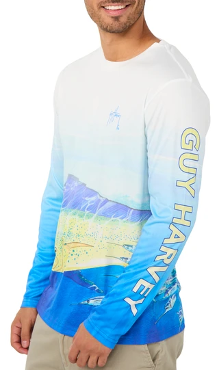 Thumbnail 2: Guy Harvey Men's Long Sleeve Performance Graphic Tee 