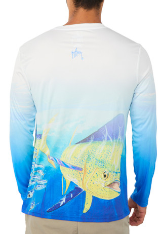 Thumbnail 3: Guy Harvey Men's Long Sleeve Performance Graphic Tee 
