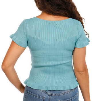 Thumbnail 3: The Workshop Juniors Ruffle Sleeve Ribbed Knit Top 