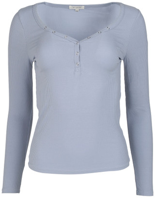 Thumbnail 1: No Comment Juniors Ribbed Henley Long Sleeve Top 