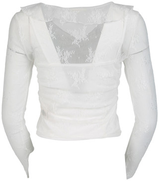 Thumbnail 2: No Comment Juniors Long Sleeve Ruffle Lace Top 