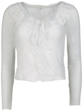 Thumbnail 1: No Comment Juniors Long Sleeve Ruffle Lace Top 